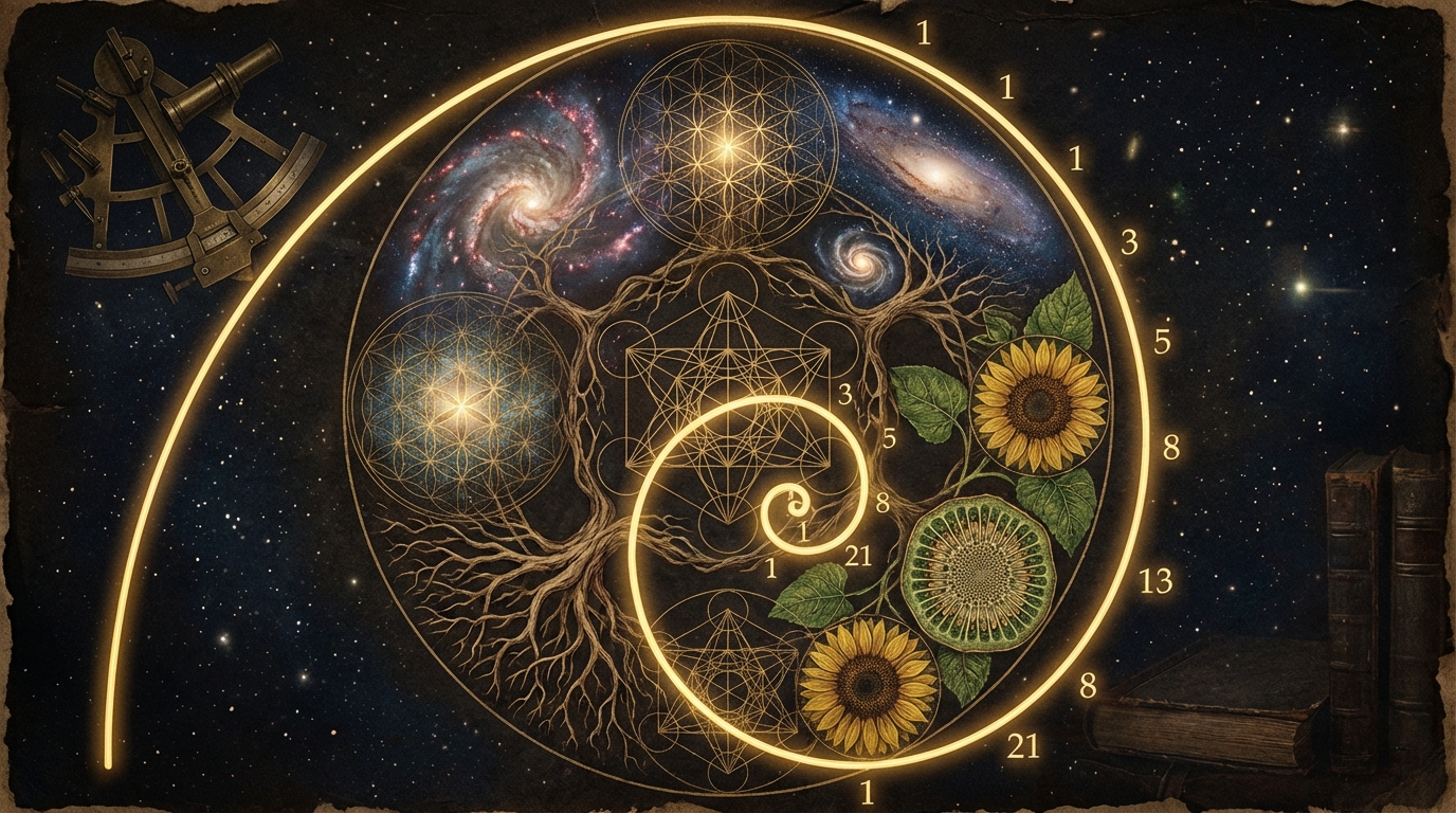 Golden ratio spiral representing mathematical harmony