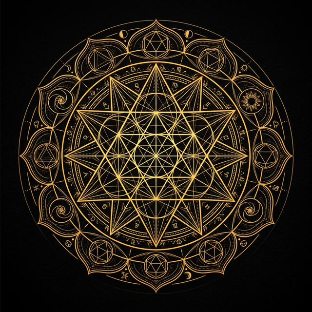 Hermetic cosmological diagram showcasing the transmission of celestial forces to the Earthly plane