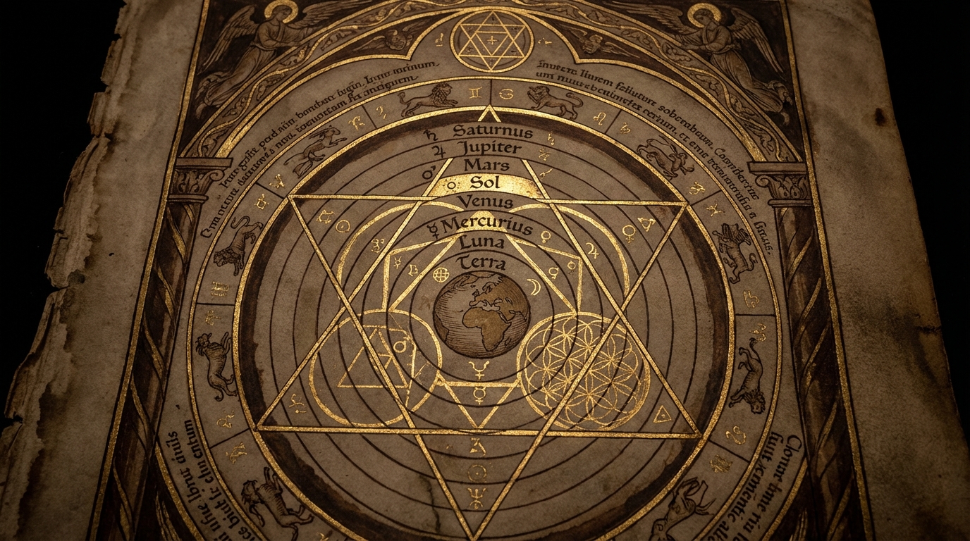Abstract alchemical patterns representing the speculative nature of oracular interpretations