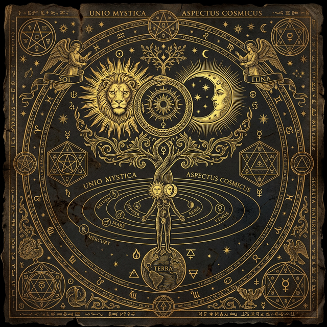 Hermetic macrocosm microcosm diagram illustrating cosmic correspondence